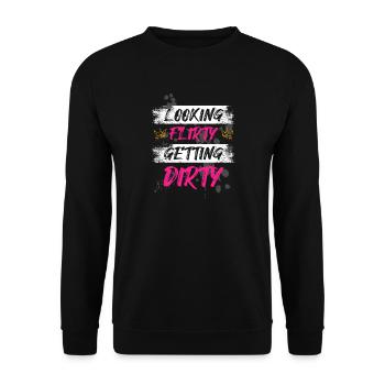 Looking flirty Schlammlauf Mud Run Muddy Race - Unisex Pullover - Schwarz - Vorne - Alina (178cm) & Michal (187cm)