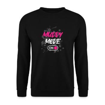 Muddy Mode on Schlammlauf Mud Run Muddy Race - Unisex Sweatshirt - black - Front - Alina (178cm) & Michal (187cm)