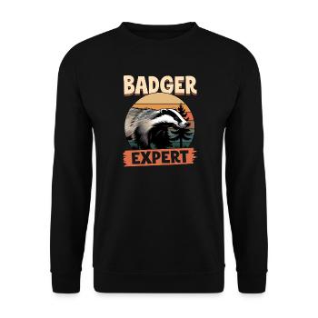 Funny Animal Badger - Unisex Pullover - Schwarz - Vorne - Alina (178cm) & Michal (187cm)