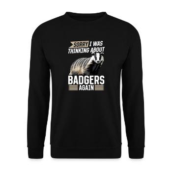 Funny Animal Badger - Unisex Pullover - Schwarz - Vorne - Alina (178cm) & Michal (187cm)