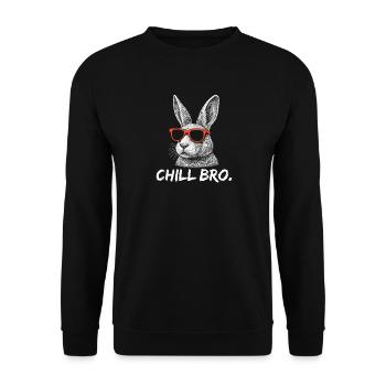 CHILL BRO – Drôle de lapin avec des lunettes de soleil - Sweat-shirt Unisexe - noir - Devant - Alina (178cm) & Michal (187cm)