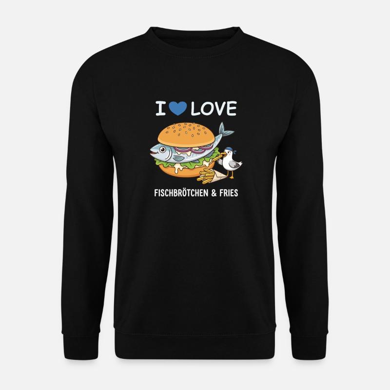 Fischbrötchen Burger Nordsee Humor - Unisex Pullover - Schwarz