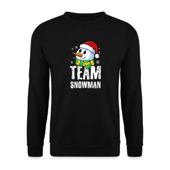 Cute Snowman with Santa Hat and Scarf Design - Unisex Pullover - Schwarz - Vorne - Alina (178cm) & Michal (187cm)