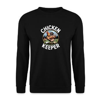Chicken Keeper Hühnerhalter Huhn - Unisex Pullover - Schwarz - Vorne - Alina (178cm) & Michal (187cm)