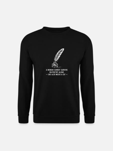 Compagnon félin et plume poétique - Sweat-shirt Unisexe - noir