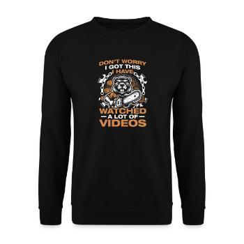 I got this wood making chainsaw lumberjack - Unisex Sweatshirt - black - Front - Alina (178cm) & Michal (187cm)