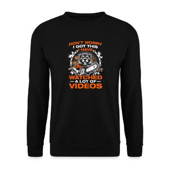 I got this wood making chainsaw lumberjack - Unisex Sweatshirt - black - Front - Alina (178cm) & Michal (187cm)