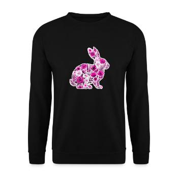 Hase Silhouette Blumen Pink - Unisex Pullover - Schwarz - Vorne - Alina (178cm) & Michal (187cm)