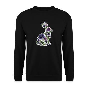 Hase Silhouette Blumen - Unisex Pullover - Schwarz - Vorne - Alina (178cm) & Michal (187cm)