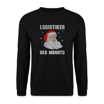 Logistiker des Monats / Weihnachtsmann - Unisex Pullover - Schwarz - Vorne - Alina (178cm) & Michal (187cm)