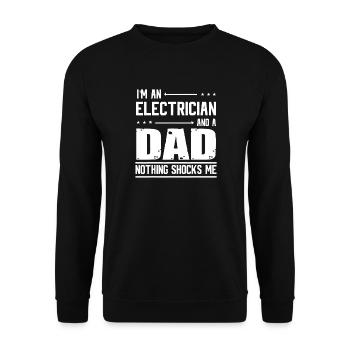 Electrician Dad Nothing Shocks Me - Unisex Sweatshirt - black - Front - Alina (178cm) & Michal (187cm)