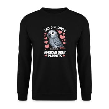 Graupapagei Sprüche Lustiges Graupapagei Geschenk  - Unisex Pullover - Schwarz - Vorne - Alina (178cm) & Michal (187cm)