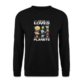 Ce gamin adore la planète Space - Sweat-shirt Unisexe - noir - Devant - Alina (178cm) & Michal (187cm)
