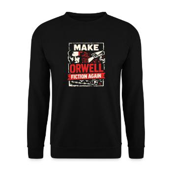 Make Orwell Fiction Again - Unisex Pullover - Schwarz - Vorne - Alina (178cm) & Michal (187cm)