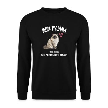 Pyjama Chat Sacré de Birmanie Drôle - Sweat-shirt Unisexe - noir - Devant - Alina (178cm) & Michal (187cm)