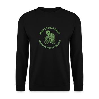 Garden turtle on the bike - Unisex Sweatshirt - black - Front - Alina (178cm) & Michal (187cm)