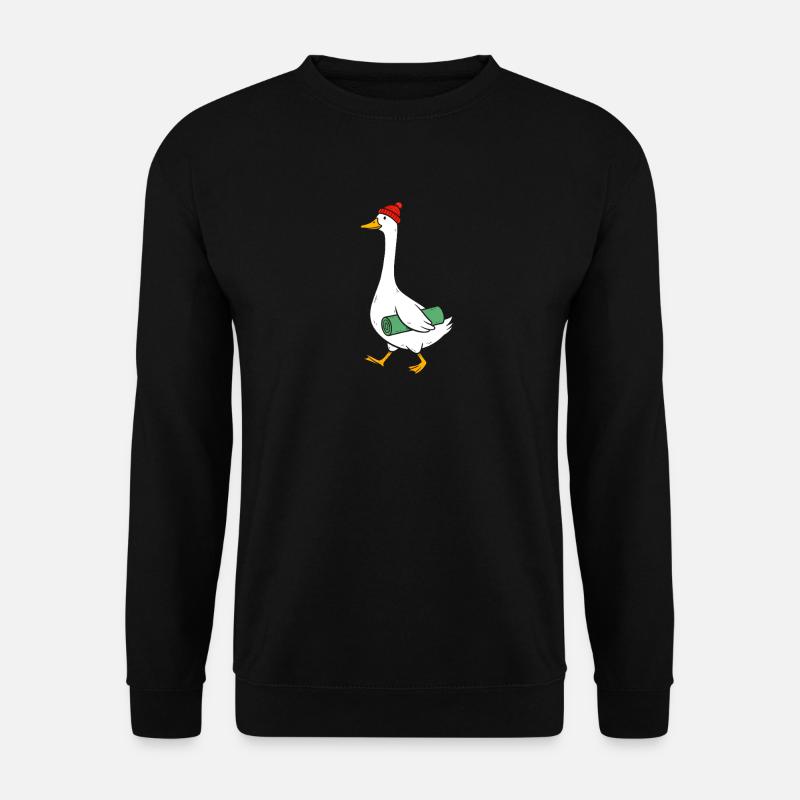 Gans mit Strickmütze und Yogamatte - Unisex Pullover - Schwarz