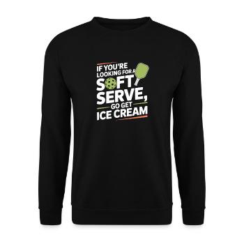 Pickleball Spieler Looking For Soft Serve Dinking - Unisex Pullover - Schwarz - Vorne - Alina (178cm) & Michal (187cm)