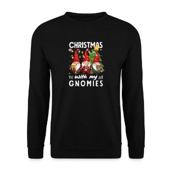 Christmas With My Gnomies Weihnachten Wichtel - Unisex Pullover - Schwarz - Vorne - Alina (178cm) & Michal (187cm)