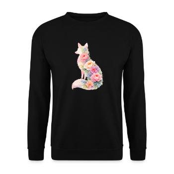 Fuchs Pastell Blumen Silhouette - Unisex Pullover - Schwarz - Vorne - Alina (178cm) & Michal (187cm)