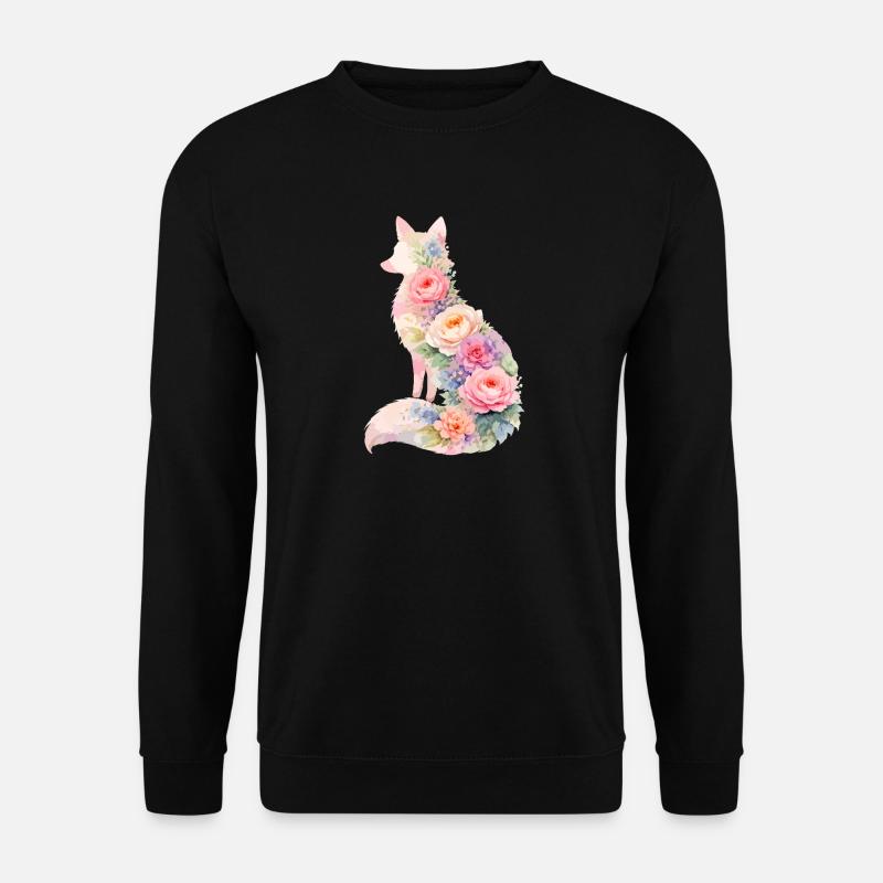 Fuchs Pastell Blumen Silhouette - Unisex Pullover - Schwarz