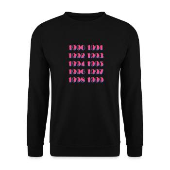 90er Retro Vintage Style Nostalgie - Unisex Pullover - Schwarz - Vorne - Alina (178cm) & Michal (187cm)