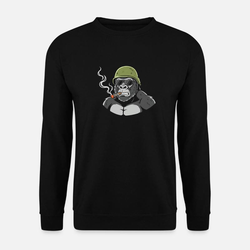 Gorilla Commando mit Zigarre - Unisex Pullover - Schwarz