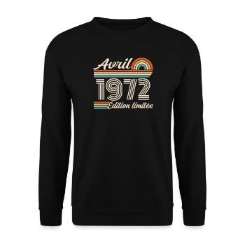  Avril 1972 anniversaire rétro 1972 April 1972 - Sweat-shirt Unisexe - noir - Devant - Alina (178cm) & Michal (187cm)