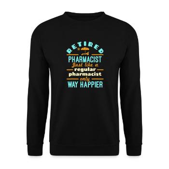 Pensionierter Apotheker viel glücklicher - Unisex Pullover - Schwarz - Vorne - Alina (178cm) & Michal (187cm)
