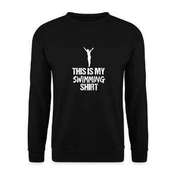 This Is My Swimming Shirt Funny Swimmer Silhouette - Unisex Sweatshirt - black - Front - Alina (178cm) & Michal (187cm)