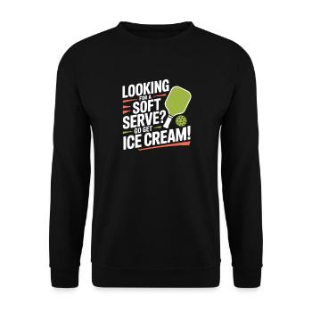 Pickleball Spieler Looking For Soft Serve Dinking - Unisex Pullover - Schwarz - Vorne - Alina (178cm) & Michal (187cm)
