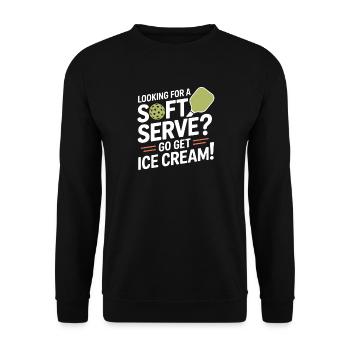 Pickleball Spieler Looking For Soft Serve Dinking - Unisex Pullover - Schwarz - Vorne - Alina (178cm) & Michal (187cm)