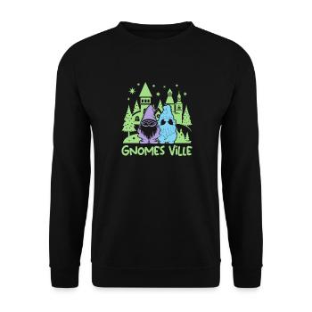 Garden Gnome Costume Gnomes Ville - Unisex Sweatshirt - black - Front - Alina (178cm) & Michal (187cm)