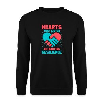 Bénévoles pour les Cœurs d’Appréciation qui Écoutent - Sweat-shirt Unisexe - noir - Devant - Alina (178cm) & Michal (187cm)