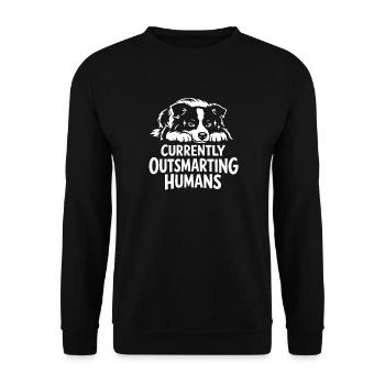 Schlauer als du | Border Collie Spruch - Unisex Pullover - Schwarz - Vorne - Alina (178cm) & Michal (187cm)