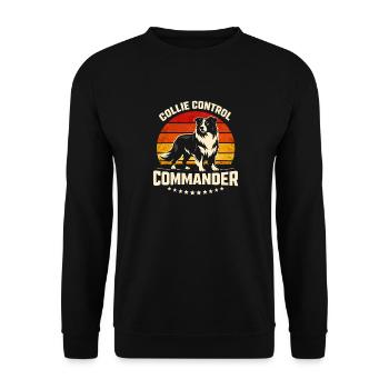 Collie Commando | Border Collie Retro - Unisex Sweatshirt - black - Front - Alina (178cm) & Michal (187cm)