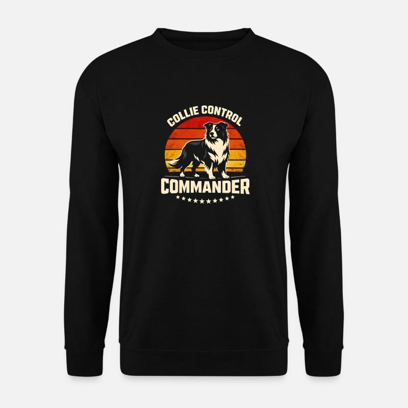 Collie Commando | Border Collie Rétro - Sweat-shirt Unisexe - noir