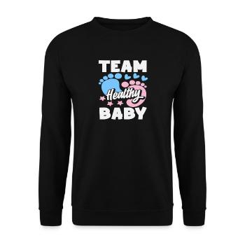 Team Gesundes Baby Gender Reveal Party - Unisex Pullover - Schwarz - Vorne - Alina (178cm) & Michal (187cm)