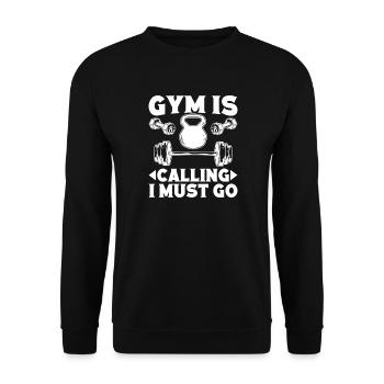 Salle de sport bodybuilder powerlifting : appel, je dois aller à la salle de sport - Sweat-shirt Unisexe - noir - Devant - Alina (178cm) & Michal (187cm)