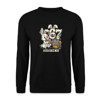 Osterhase 67 Vintage-Design - Unisex Pullover - Schwarz - Vorne - Alina (178cm) & Michal (187cm)
