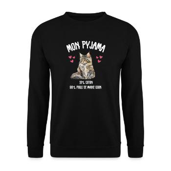 Pyjama Chat Maine Coon Humour - Sweat-shirt Unisexe - noir - Devant - Alina (178cm) & Michal (187cm)