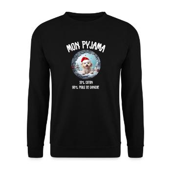 Pyjama Chien Caniche Humour Noel - Sweat-shirt Unisexe - noir - Devant - Alina (178cm) & Michal (187cm)