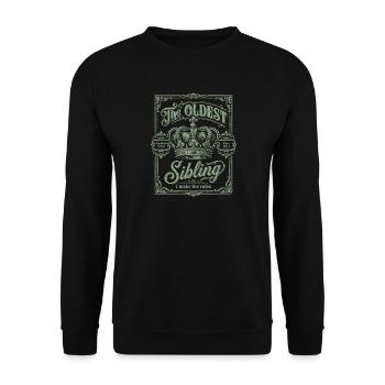 L’aîné des frères ou sœurs que je crée Le blason vintage des règles - Sweat-shirt Unisexe - noir - Devant - Alina (178cm) & Michal (187cm)