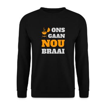 Ons Gaan Nou Braai Grill Tee - Unisex Sweatshirt - black - Front - Alina (178cm) & Michal (187cm)