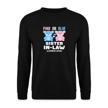 Pink Oder Blau Stiefschwester Liebt Dich - Unisex Pullover - Schwarz - Vorne - Alina (178cm) & Michal (187cm)