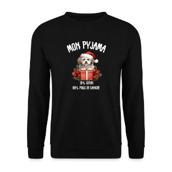 Pyjama Chien Caniche Humour Noel - Sweat-shirt Unisexe - noir - Devant - Alina (178cm) & Michal (187cm)