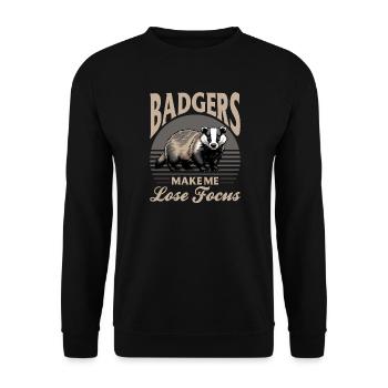 Funny Animal Badger - Unisex Pullover - Schwarz - Vorne - Alina (178cm) & Michal (187cm)