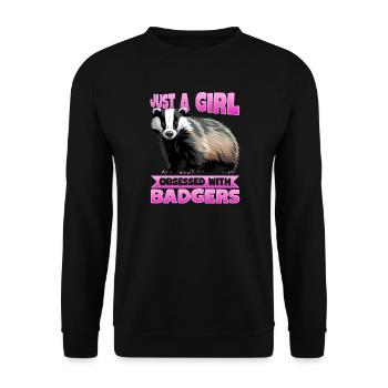 Funny Animal Badger - Unisex Pullover - Schwarz - Vorne - Alina (178cm) & Michal (187cm)