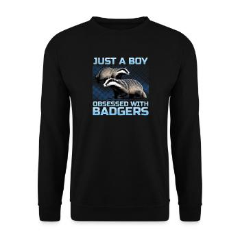 Funny Animal Badger - Unisex Pullover - Schwarz - Vorne - Alina (178cm) & Michal (187cm)