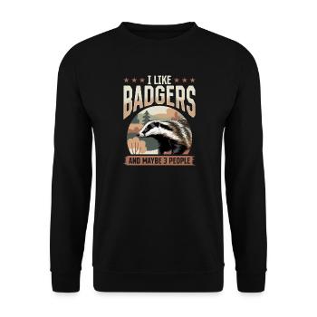 Funny Animal Badger - Unisex Pullover - Schwarz - Vorne - Alina (178cm) & Michal (187cm)